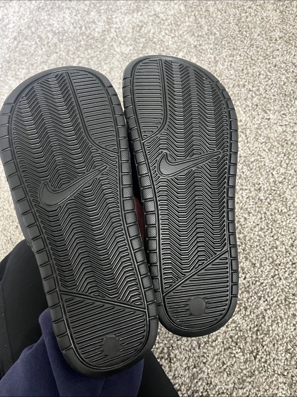 Nike Black Slide Sandals with Pink Logo - Picture 2 of 2